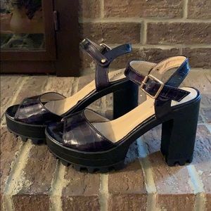 Nasty Gal Chunky Black Platform Heels Size 8